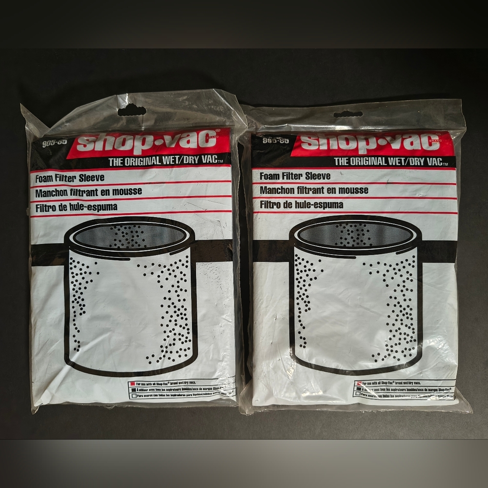 2 New Shop-Vac 90585 Foam Filter Sleeves for Wet Dry Vac 905-85 Sealed